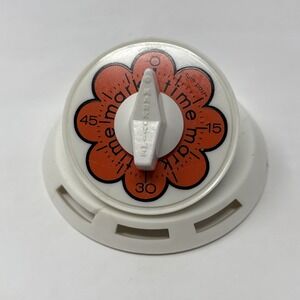 Vintage 1960's‎ Mark Time One Hour Timer Daisy Orange Flower Retro Kitchen Timer